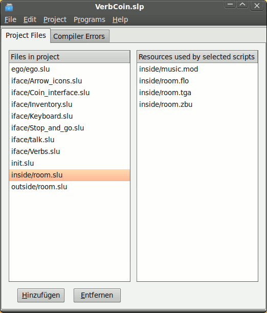 SLUDGE Project Manager for Linux screenshot
