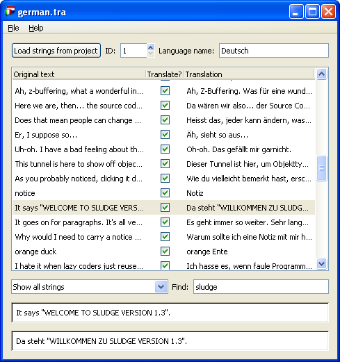 SLUDGE Translation Editor for Windows screenshot